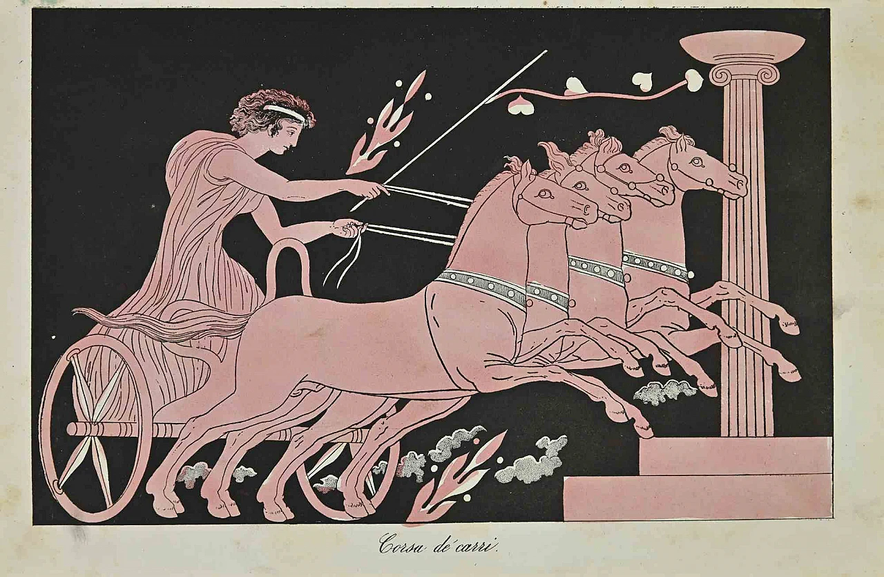 Various Authors, Race of Carts, Lithograph 19th century 1