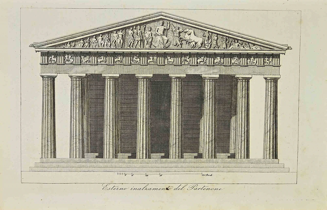 Autori vari, Esterno del Partenone, Litografia '800 1