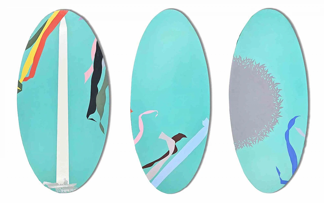 Giuseppe Salvatori, Piazza del Popolo Trittico, Acrilico 1980-1999 1