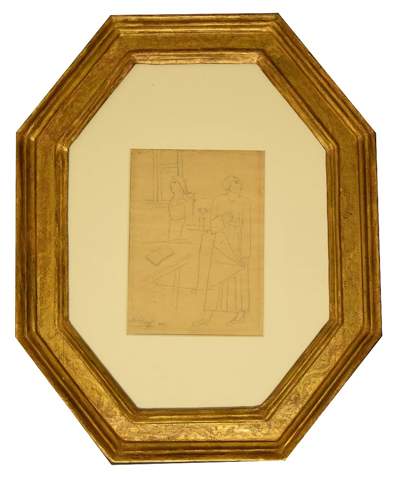 Carlo Carrà, Figura in un Interno, Disegno 1900-1919 2