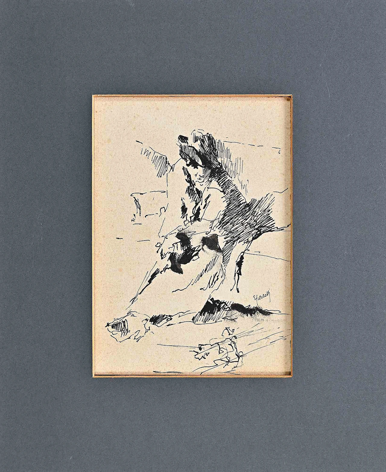 Eugenio Scorzelli, Figura d'uomo del XX secolo, Disegno a inchiostro Anni 2000 1