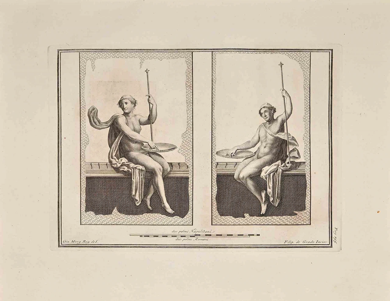 Giovanni Morghen, Affresco romano antico da Ercolano, Acquaforte '700 1