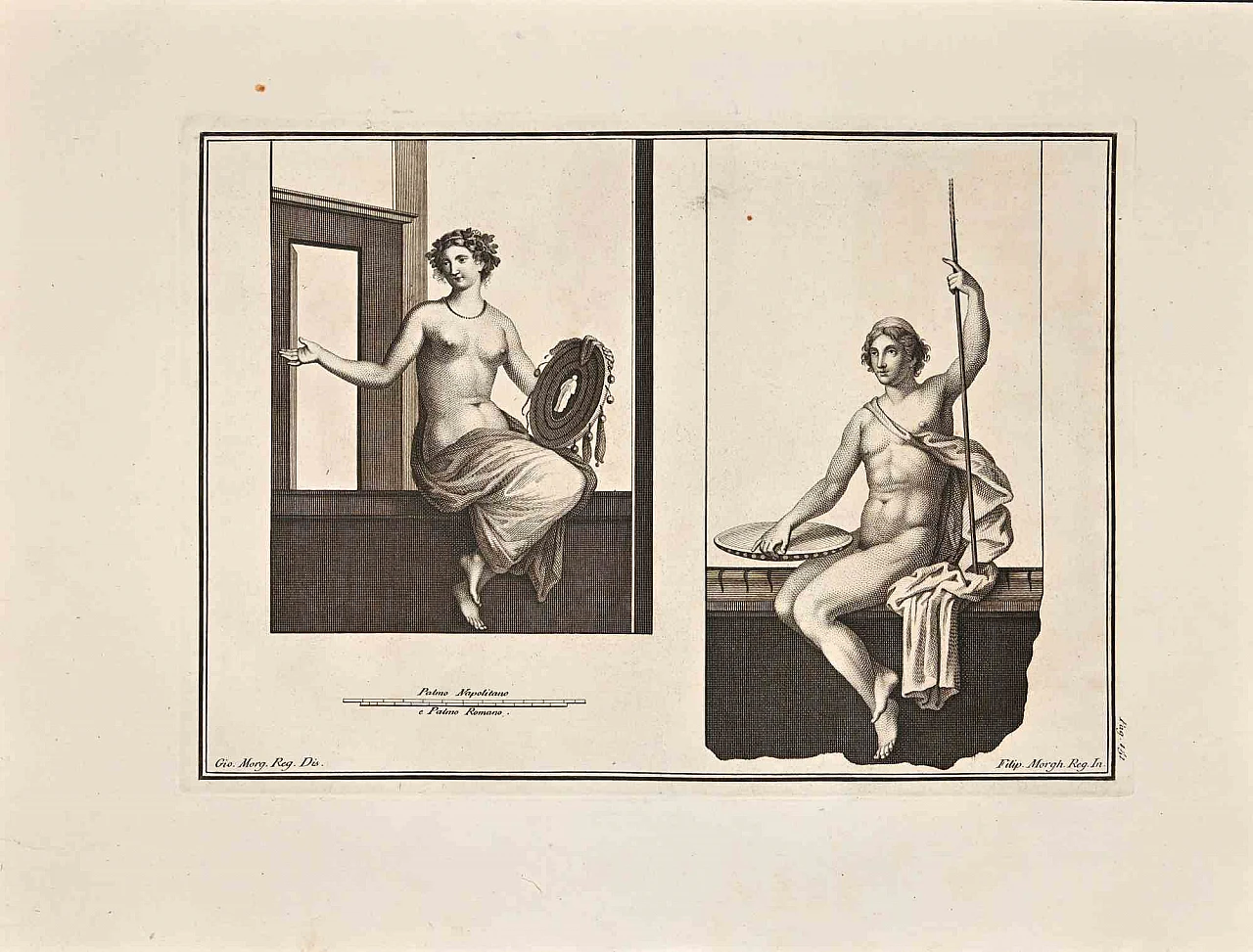 Giovanni Morghen, Ancient Roman Scene from Herculaneum, Etching 18th century 1