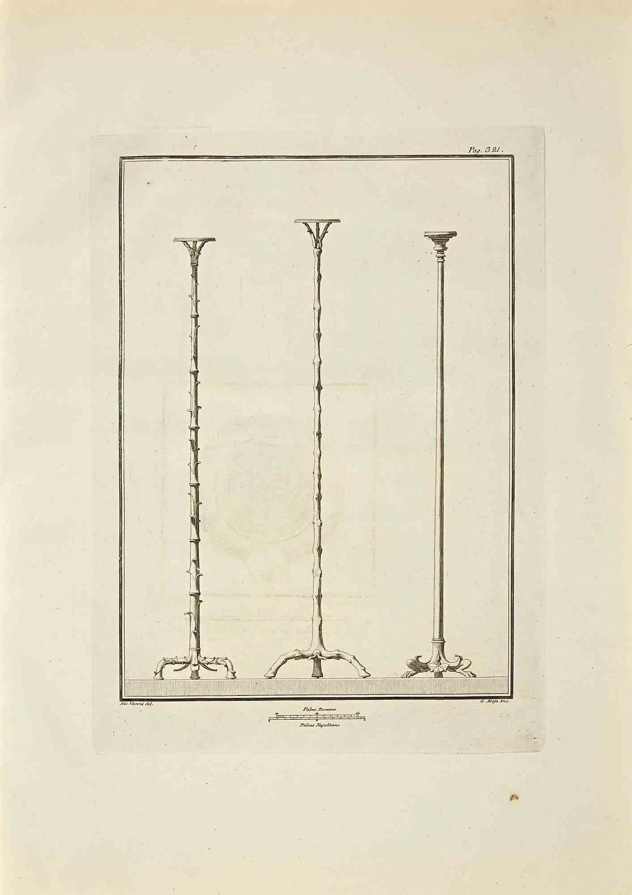 Giuseppe Aloja, Ancient Roman Tripods from Herculaneum, Etching 18th century 1