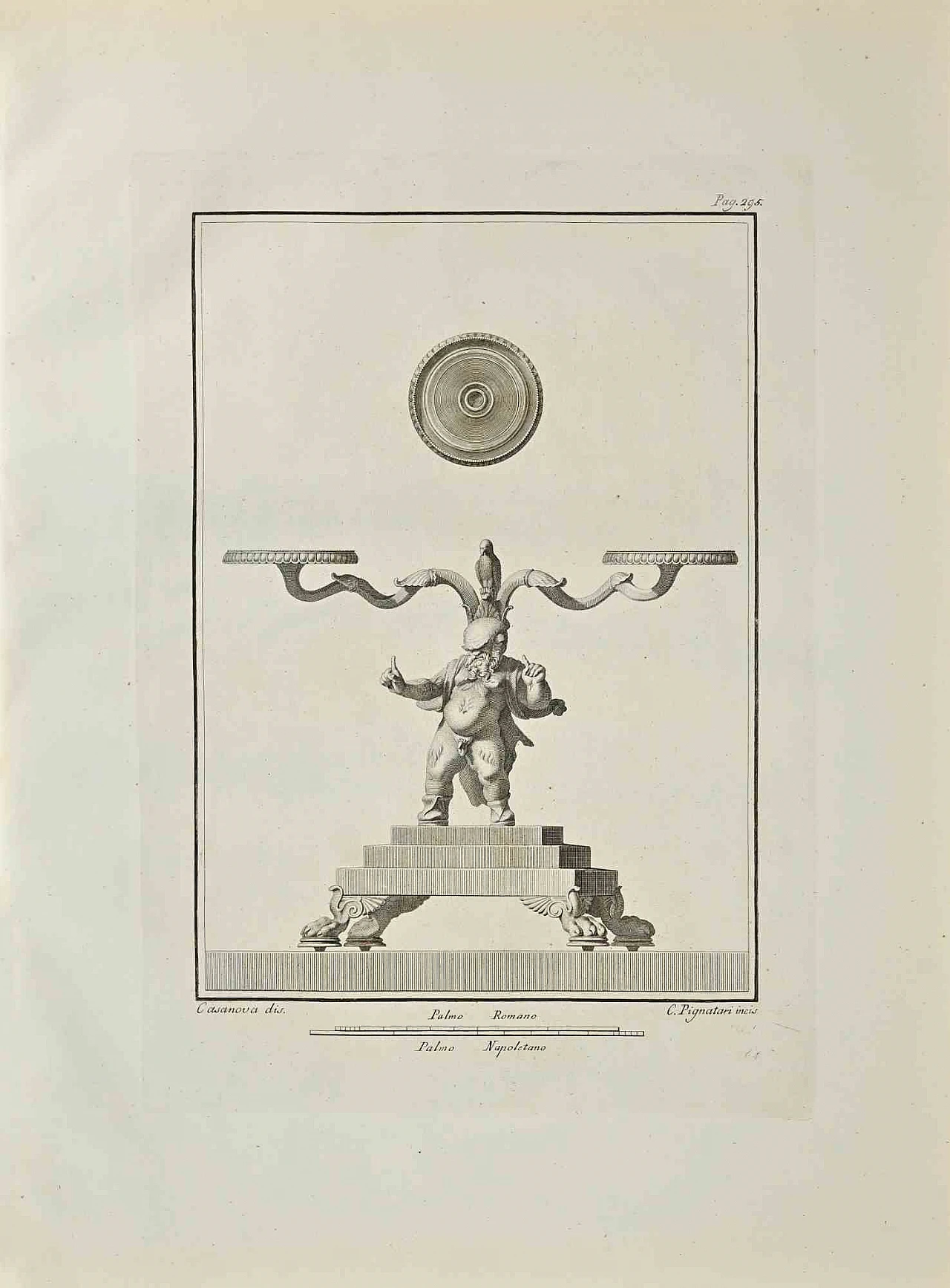 Giacomo Casanova, Ancient Roman Statue from Herculaneum, Etching 18th century 1
