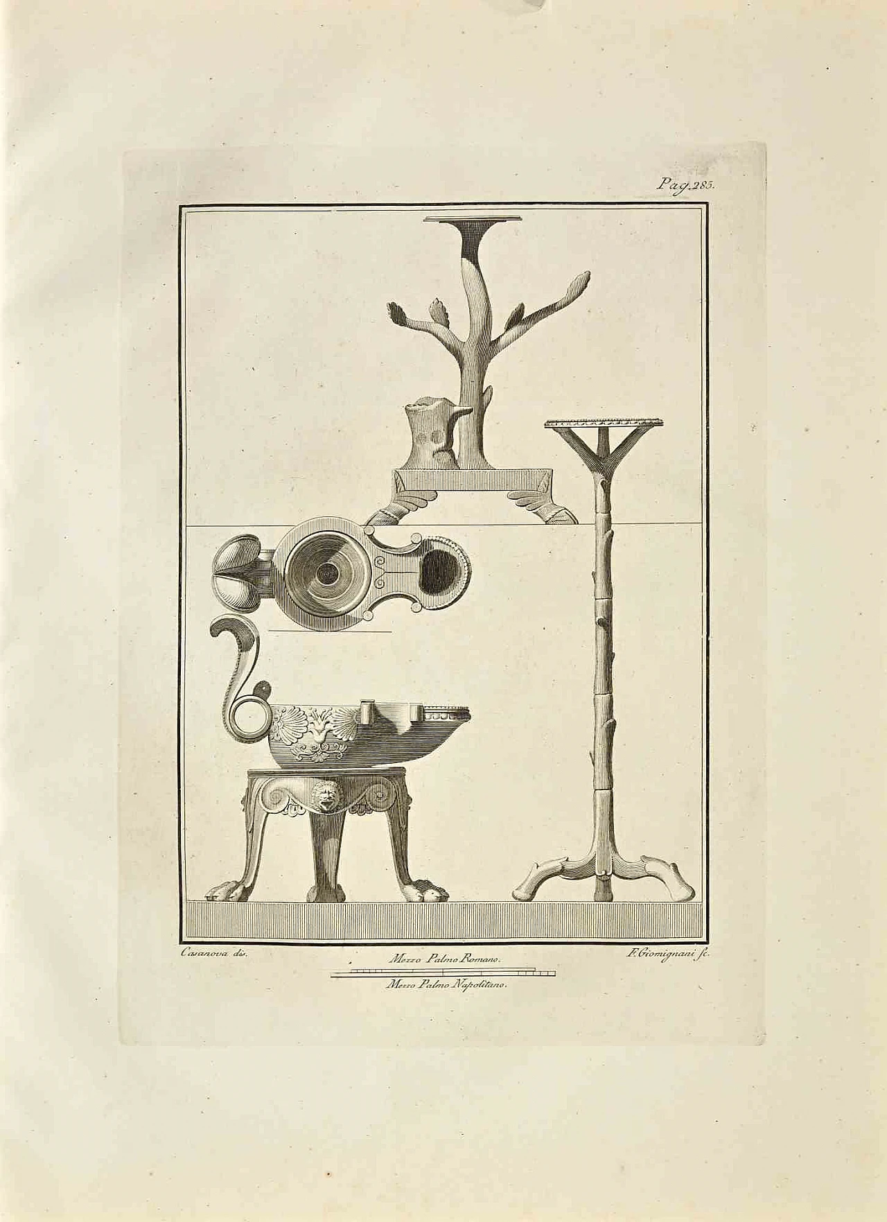 Giovanni Morghen, Ancient Roman Fresco from Herculaneum, Etching 18th century 1