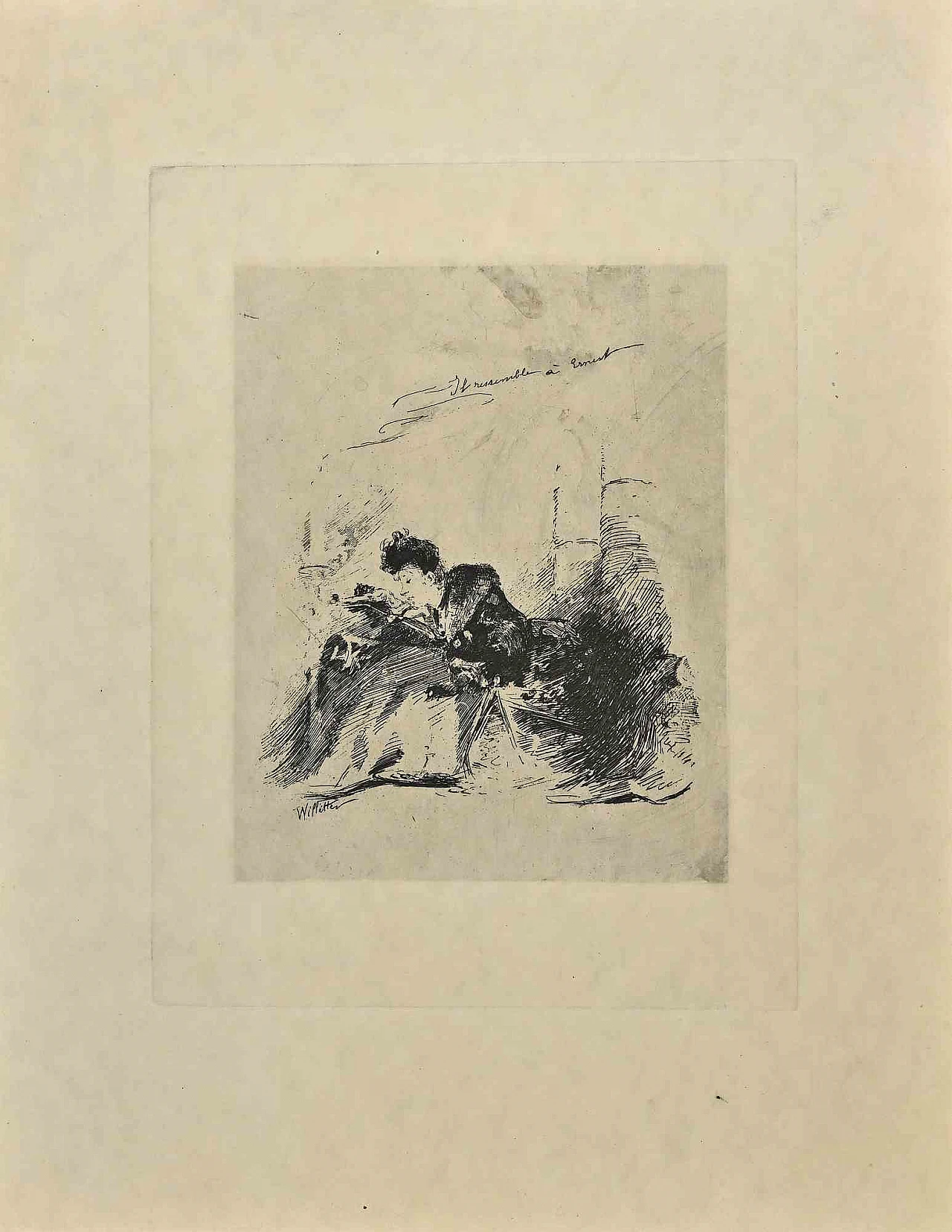 Willette (Adolphe Léon), Il Ressemble à Ernest, Etching Drypoint 19th century 1