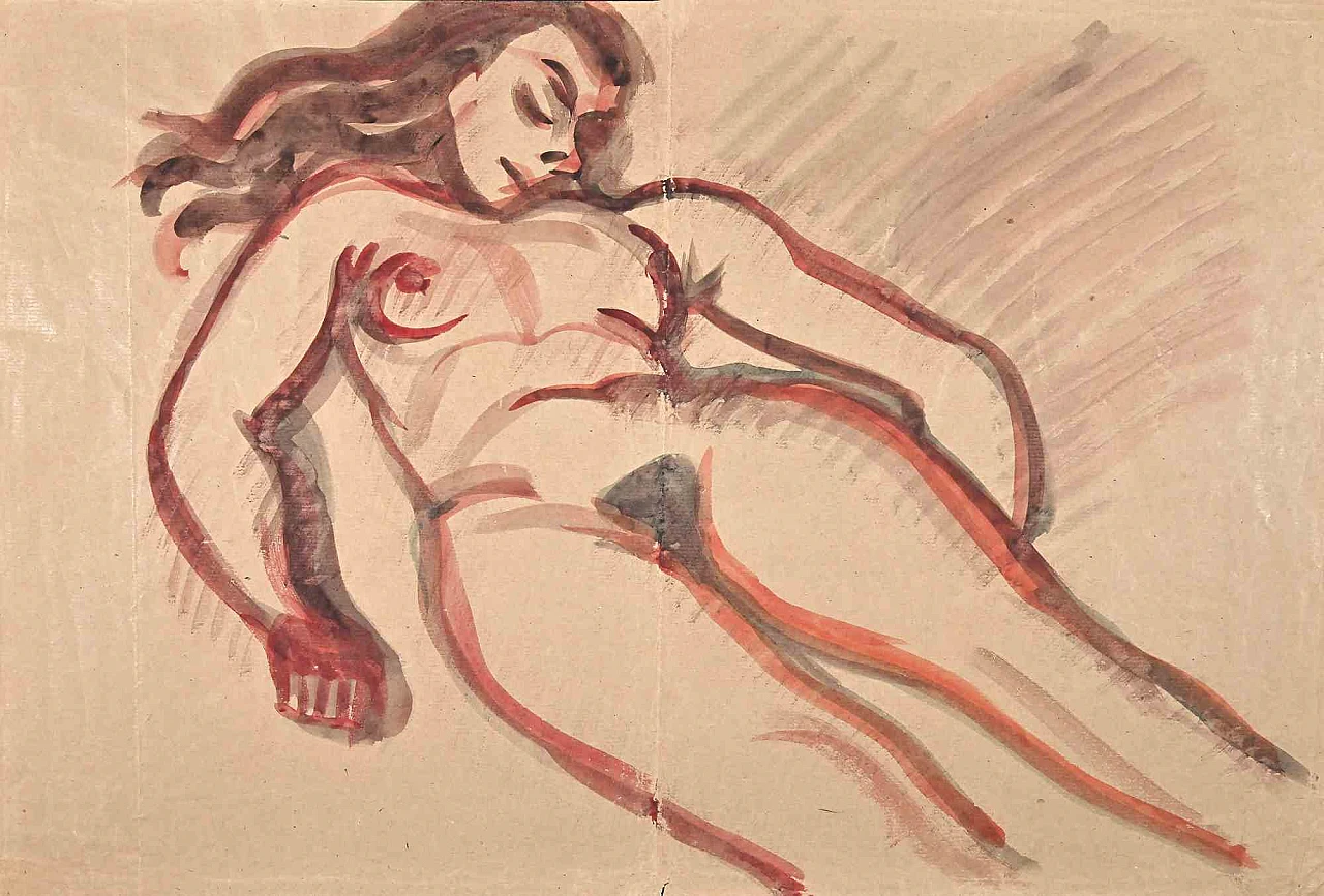 Jean-Raymond Delpech, Nude, Drawing Watercolour 2000s 1
