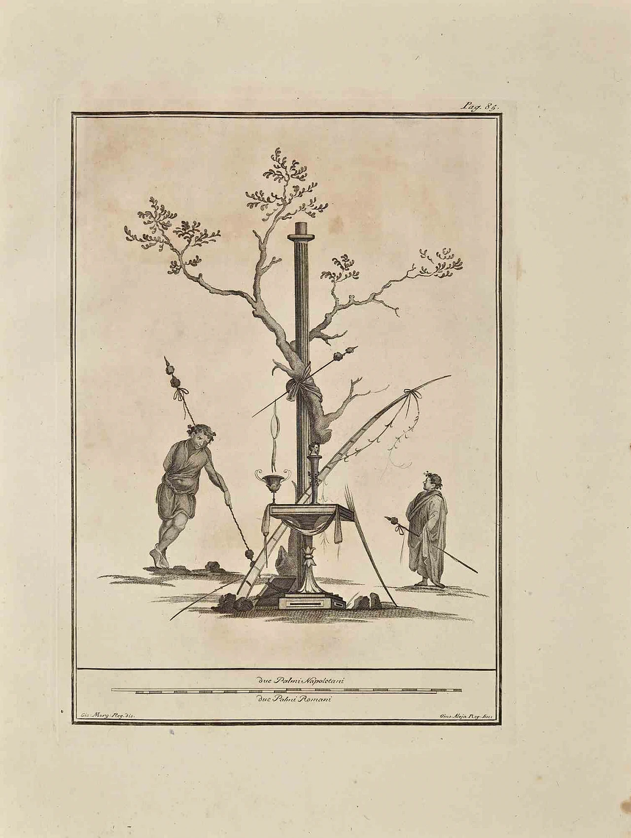 Giovanni Morghen, Affresco romano antico da Ercolano, Acquaforte '700 1