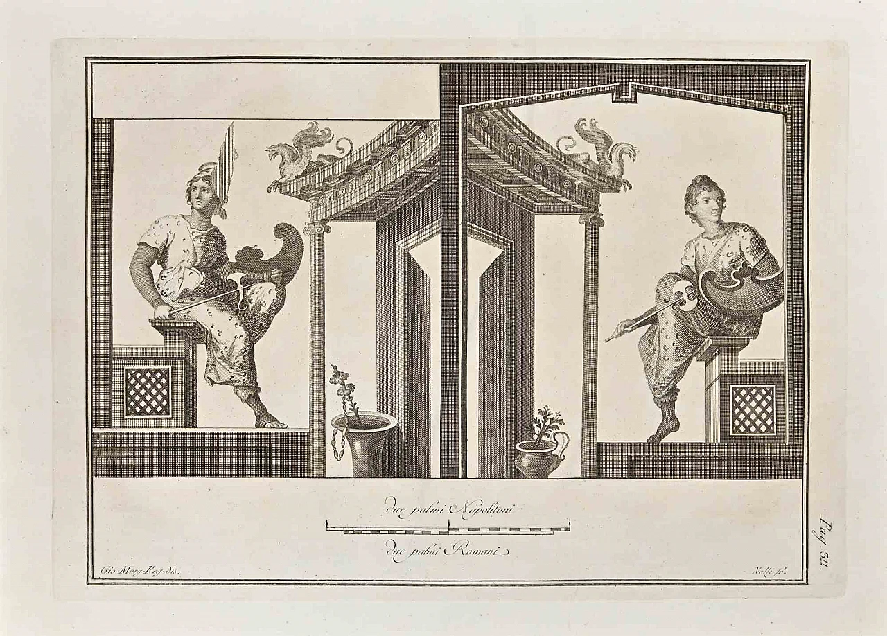 Giovanni Morghen, Affresco romano antico da Ercolano, Acquaforte '700 1