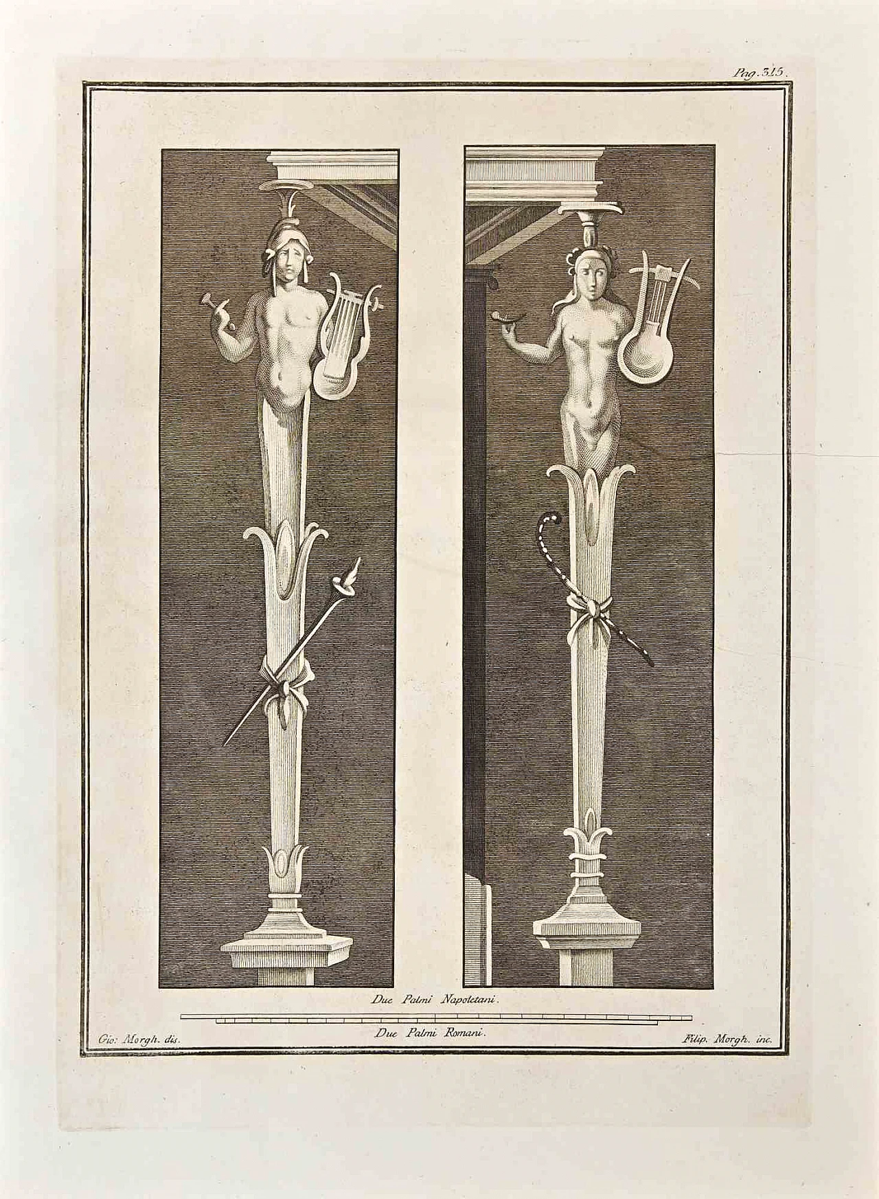 Giovanni Morghen, Ancient Roman Statue from Herculaneum, Etching 18th century 1