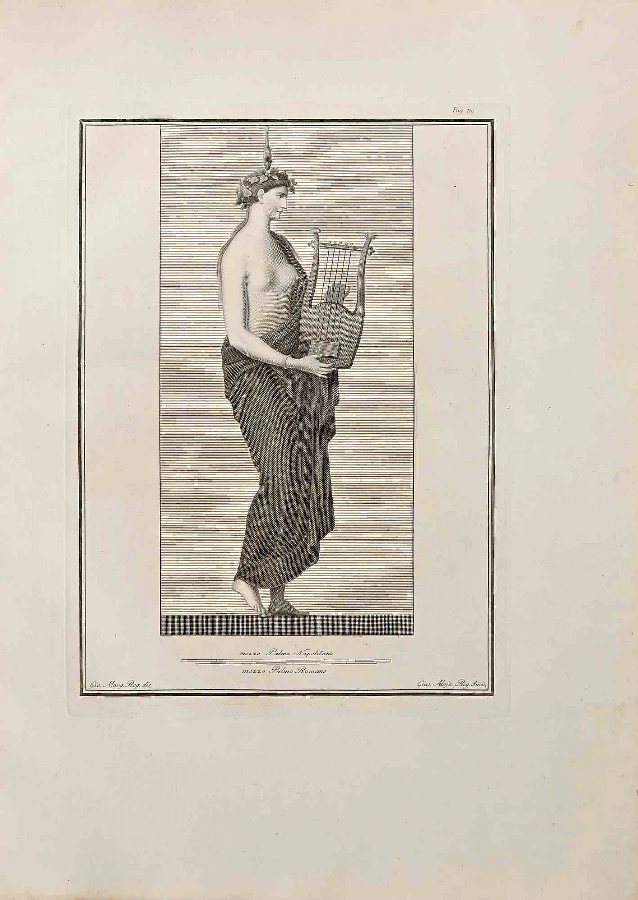 Giovanni Morghen, Ancient Roman Fresco from Herculaneum, Etching 18th century 1