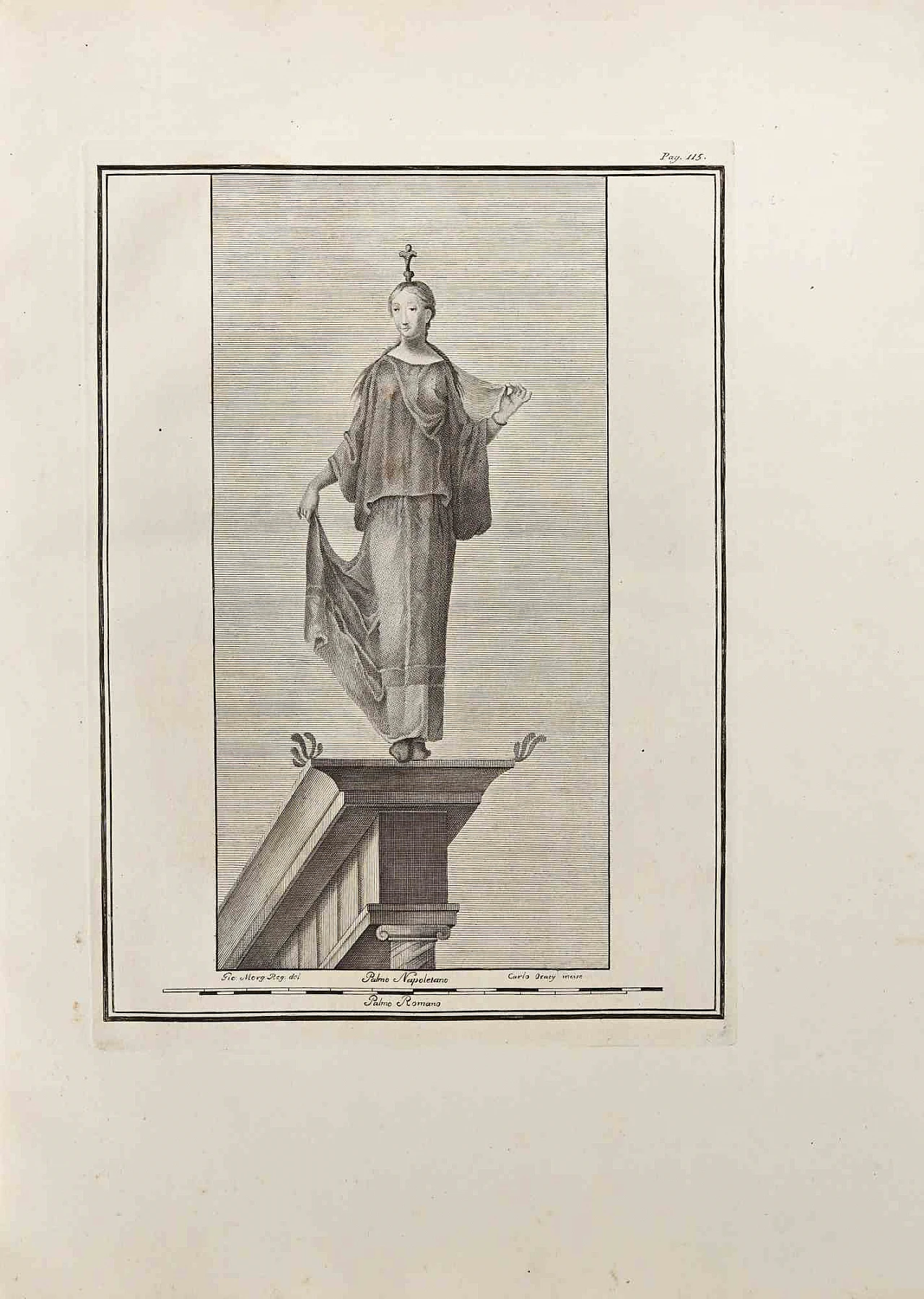 Giovanni Morghen, Ancient Roman Statue from Herculaneum, Etching 18th century 1