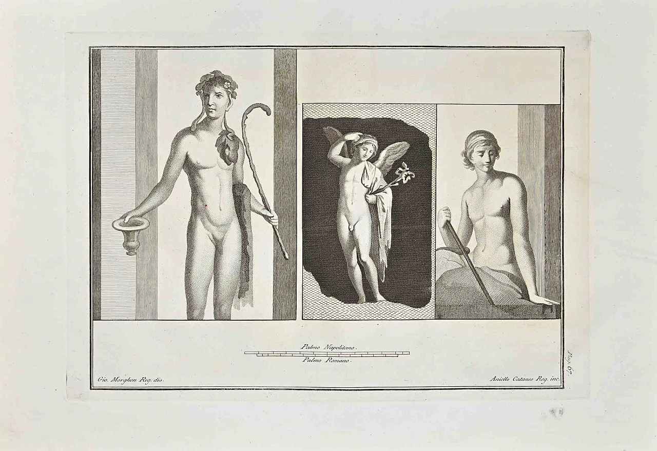 Giovanni Morghen, Affresco romano antico da Ercolano, Acquaforte '700 1