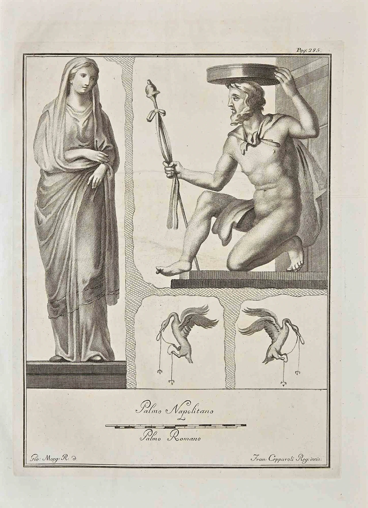 Giovanni Morghen, Affresco romano antico da Ercolano, Acquaforte '700 1