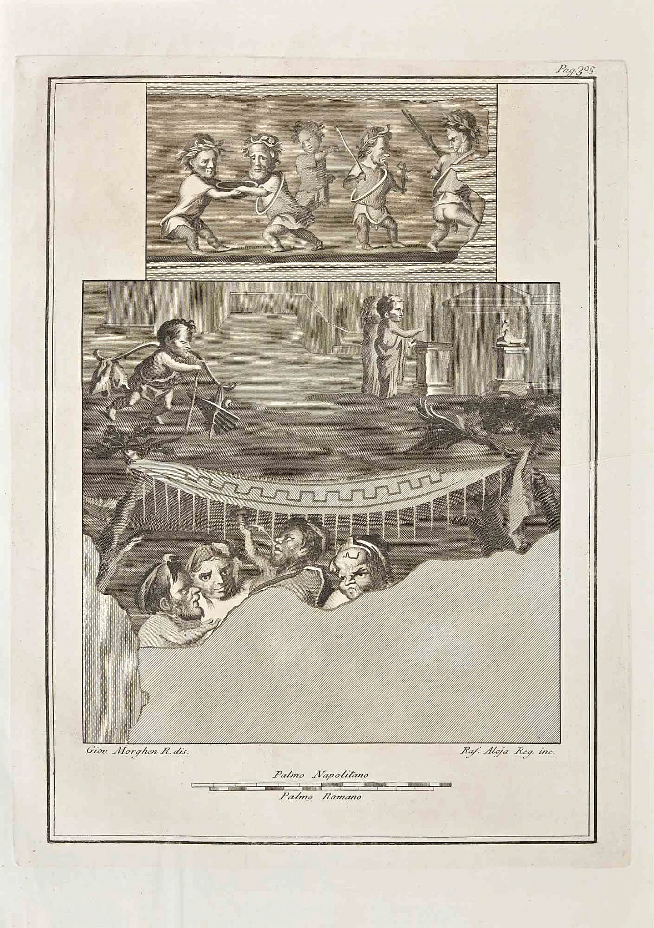 Giovanni Morghen, Affresco romano antico da Ercolano, Acquaforte '700 1