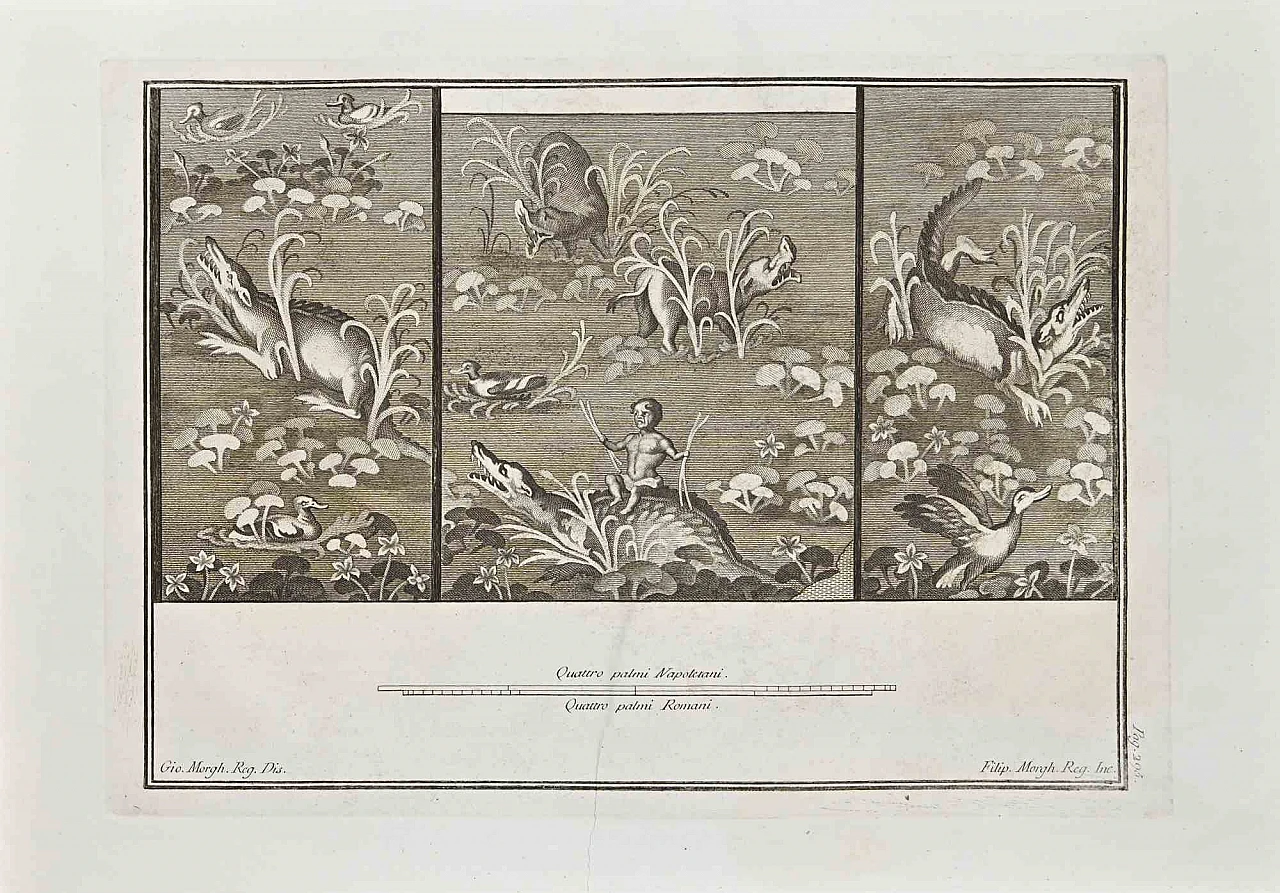 Giovanni Morghen, Affresco romano antico da Ercolano, Acquaforte '700 1