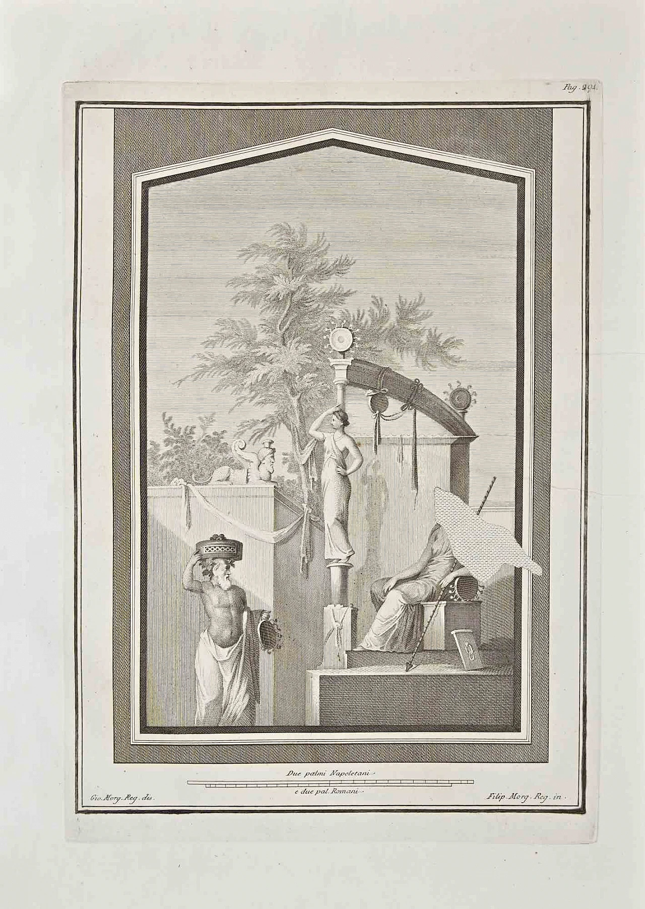 Giovanni Morghen, Affresco romano antico da Ercolano, Acquaforte '700 1