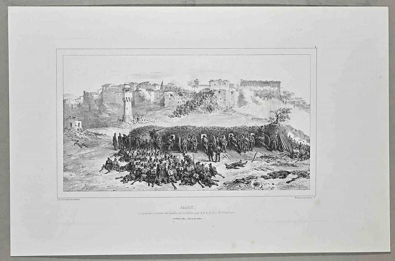 Auguste Raffet, Assaut, Lithograph 19th century 1