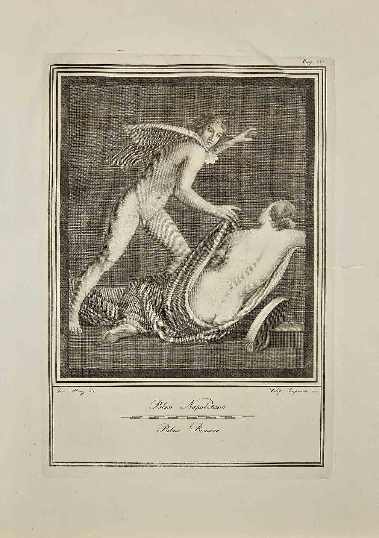 Giovanni Morghen, Ancient Roman Fresco from Herculaneum, Etching 18th century 1