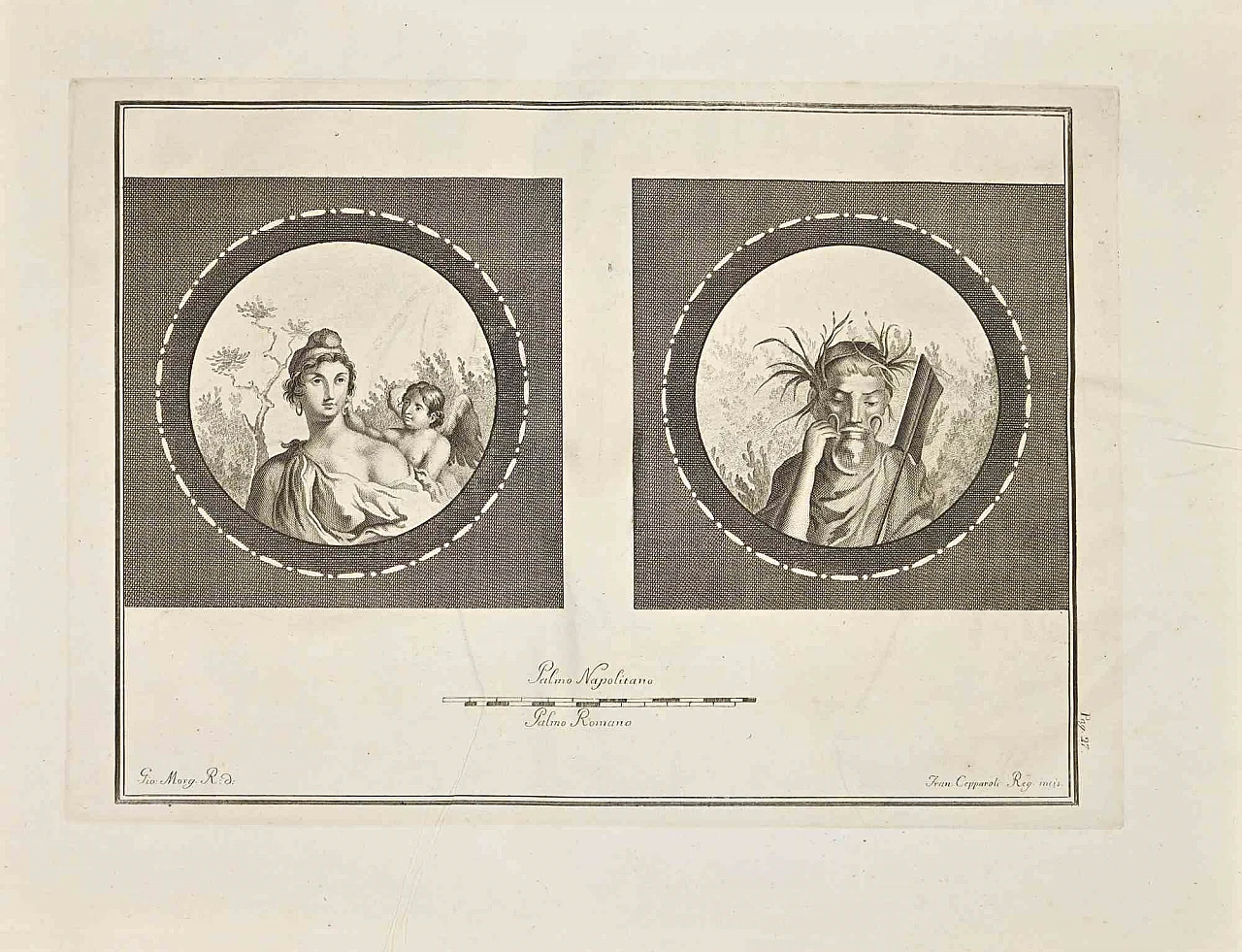 Francesco Cepparoli, Ancient Roman Fresco from Herculaneum, Etching 18th century 1