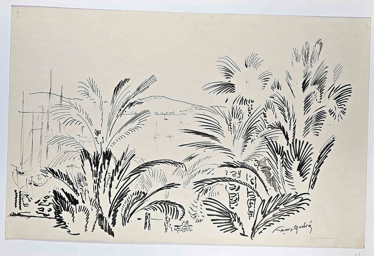 François Quelvée, Paesaggio, disegno-disegno a inchiostro Anni 2000 2