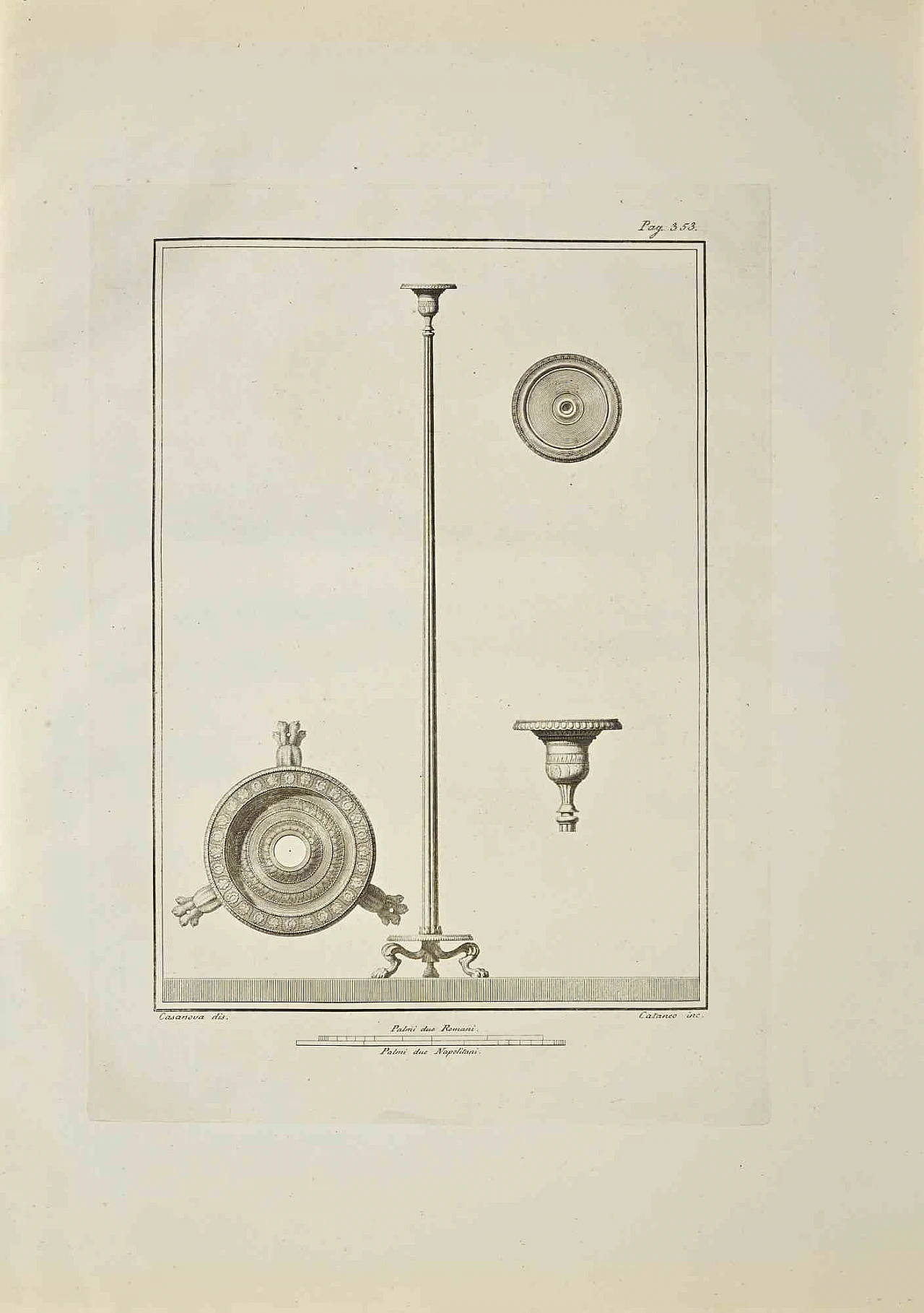 Giacomo Casanova, Ancient Roman Statue of  Herculaneum, Etching 18th century 1