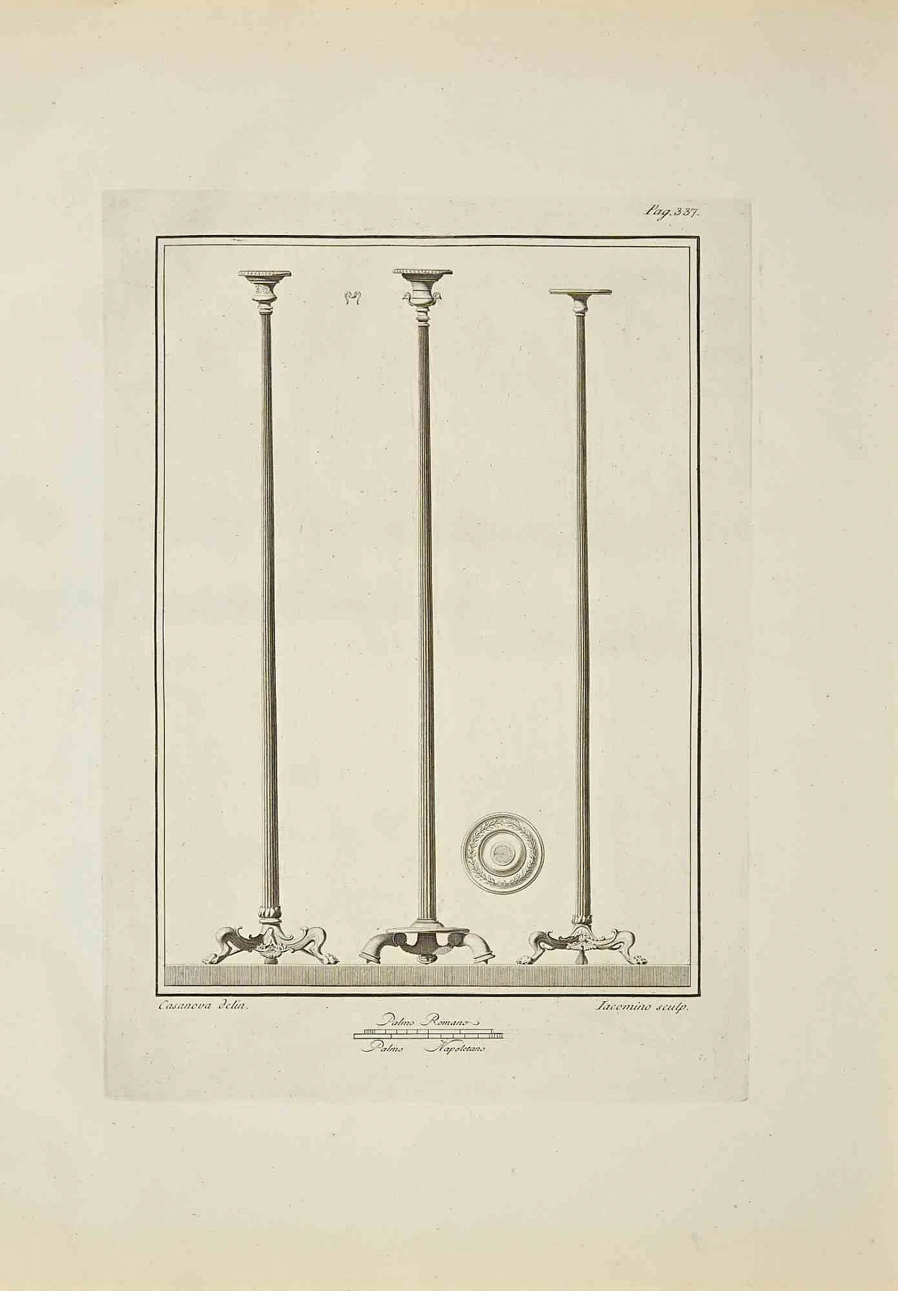 Giacomo Casanova, Ancient Roman Statue of  Herculaneum, Etching 18th century 1