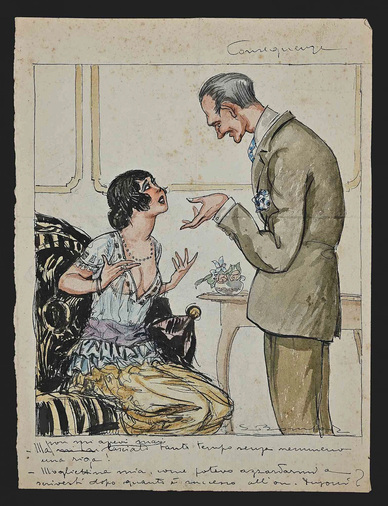 Luigi Bompard, Conseguenze, Disegno-Inchiostro Disegno Acquarello 1920 - 1939 1