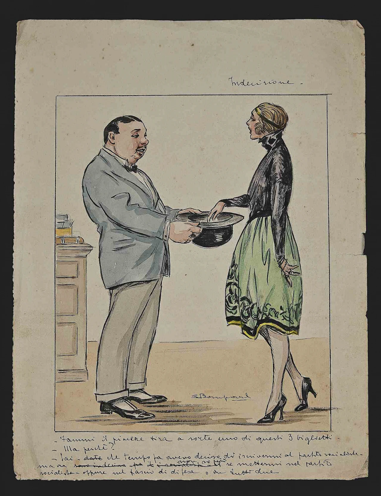 Luigi Bompard, Offerta, Disegno-Inchiostro Disegno Acquarello 1920 - 1939 1