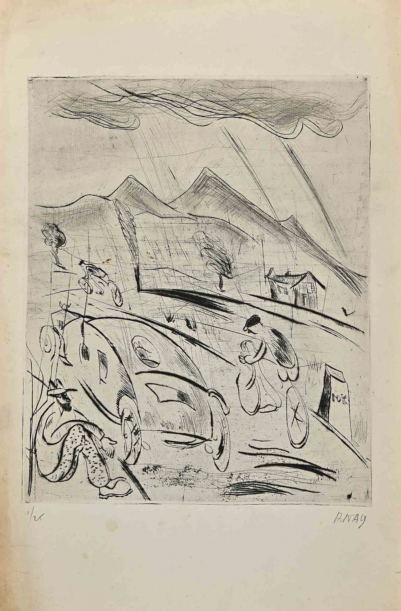 Robert Naly, La corsa, Acquaforte puntasecca Anni 2000 1