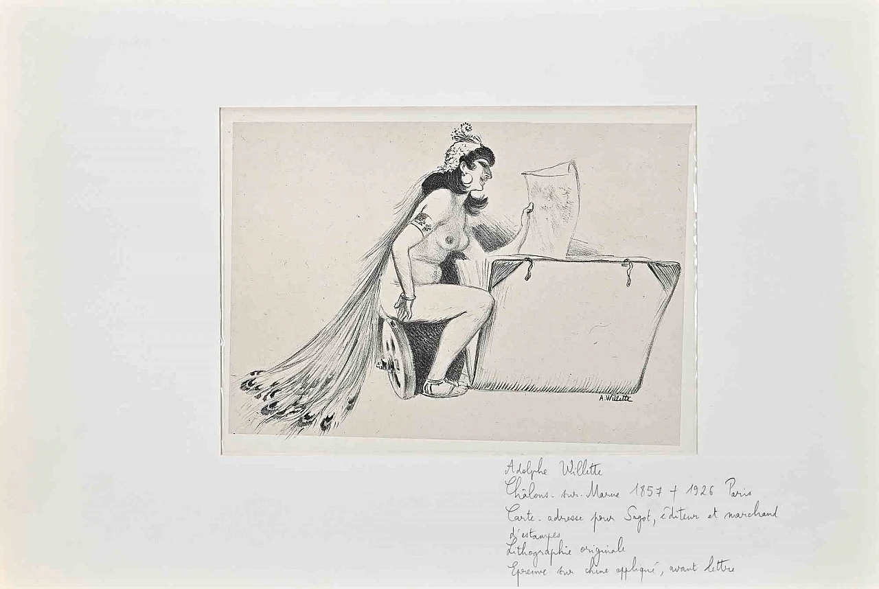 Willette (Adolphe Léon), Nudo di donna, litografia Anni 2000 2