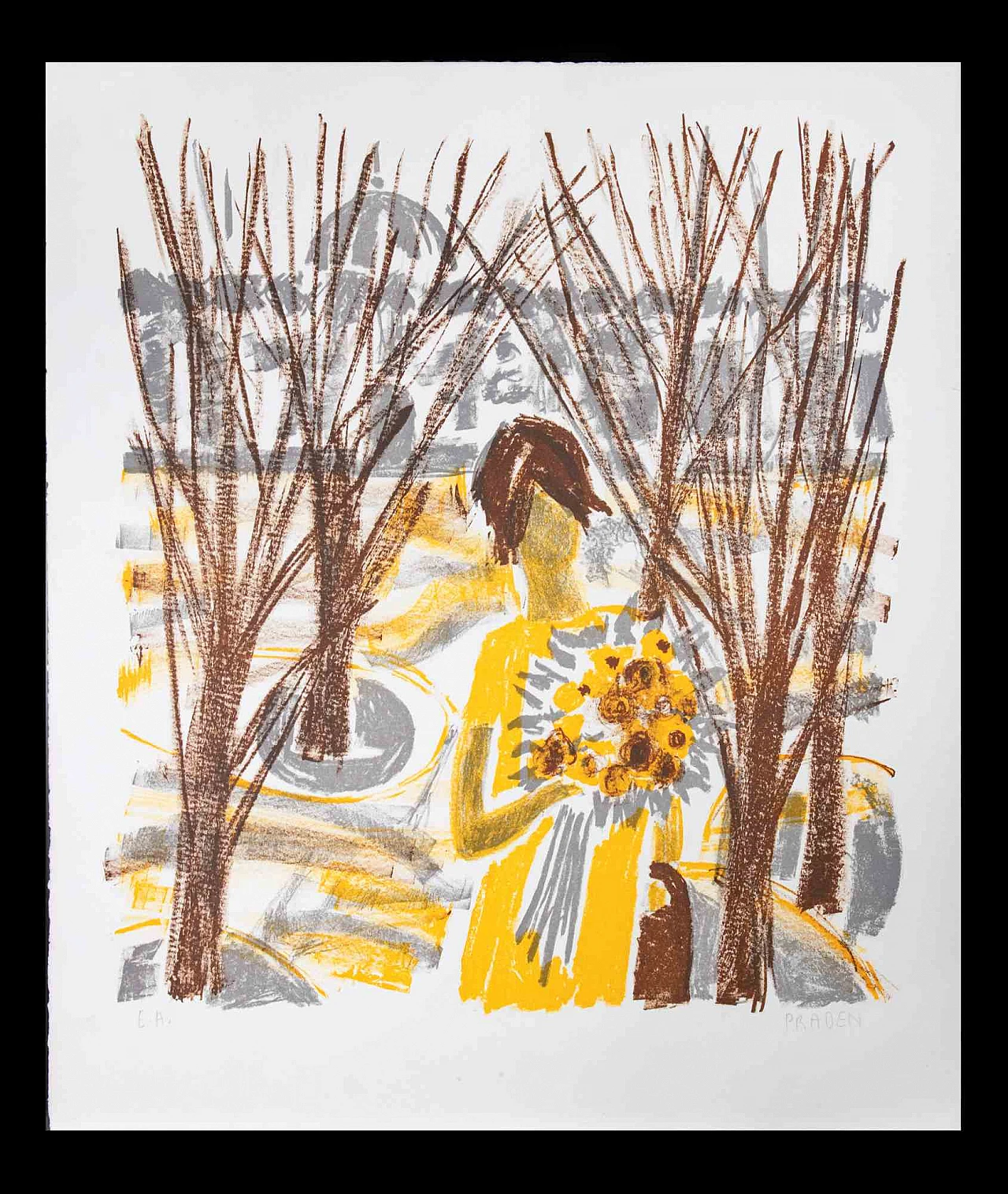 Nicole Praden, Donna con fiori, pastello e rotocalco Anni 2000 1