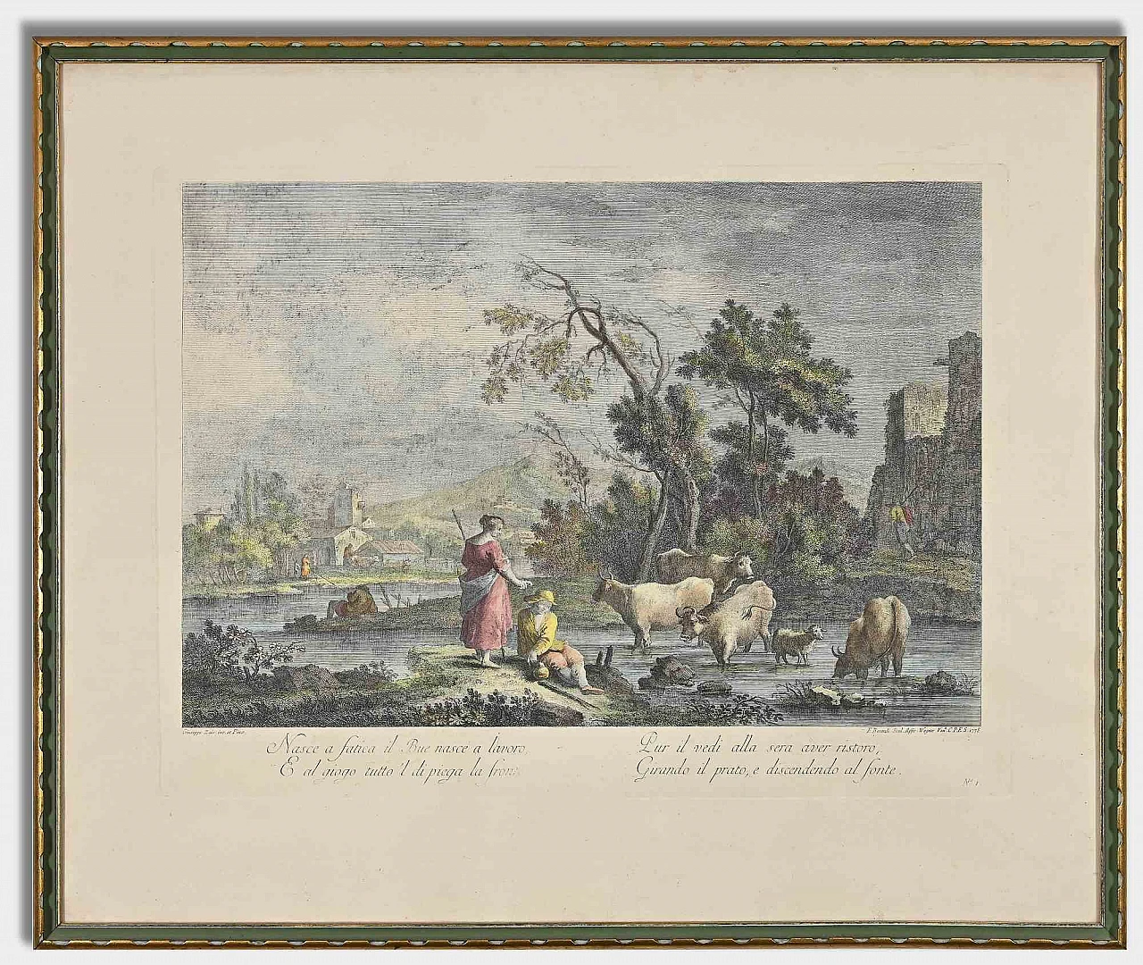 After Giuseppe Zais, Grazing, Etching 18th century 1