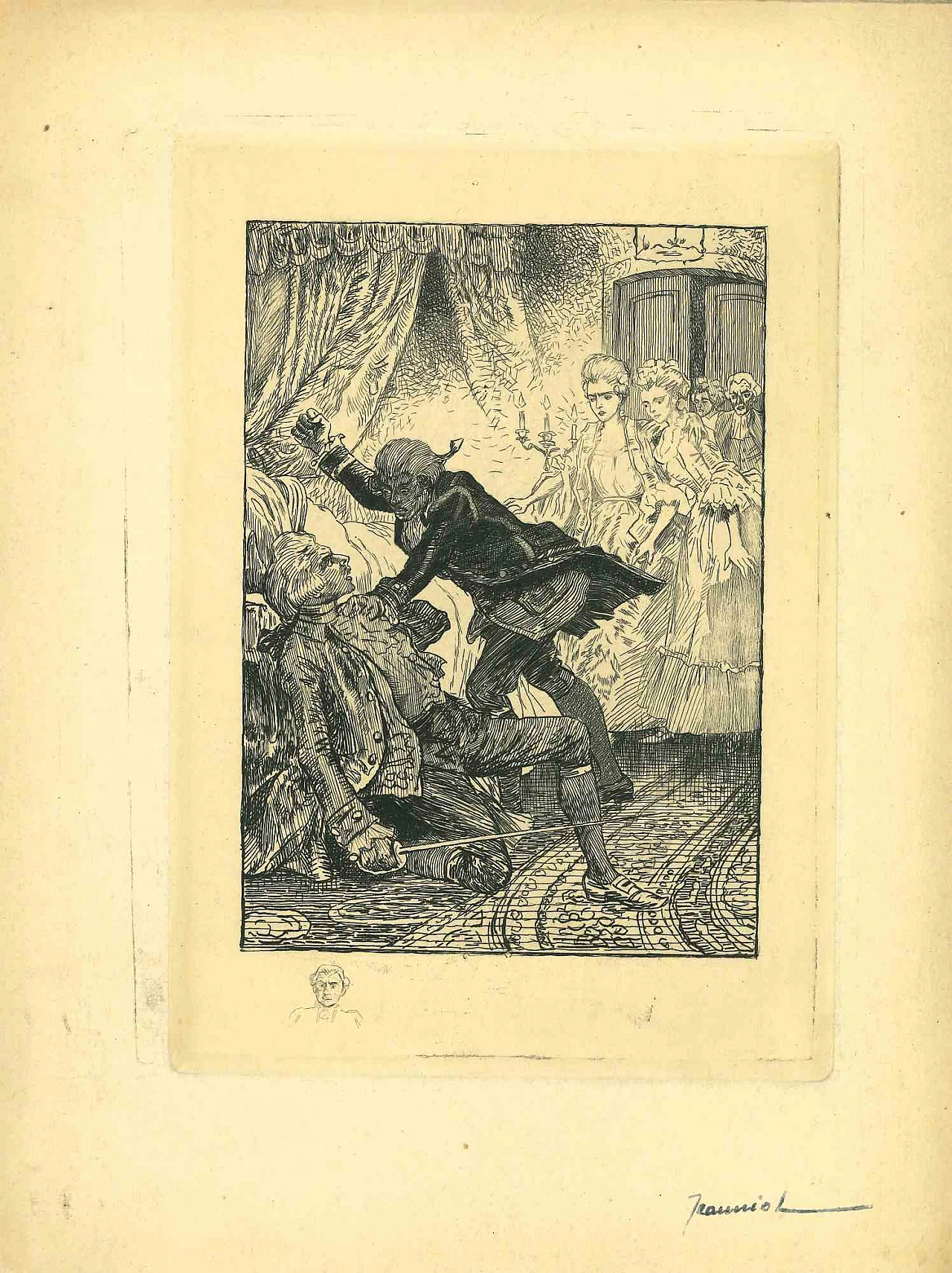 Georges Jeanniot, After The Duel, Etching 1920s-1930s 1