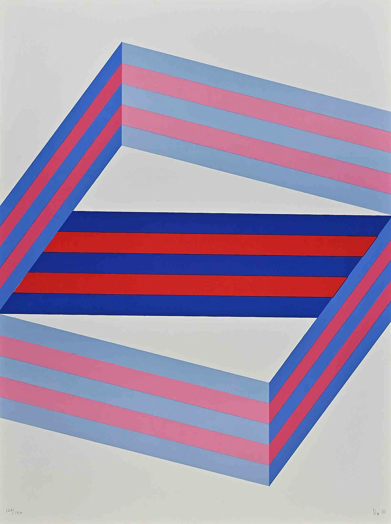 Renato Livi, Striped Composition, Lithograph 1960s-1970s 1