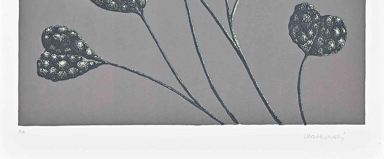 Renzo Margonari, Fioritura del Tuttocuore, Lithograph 1960s-1970s 2