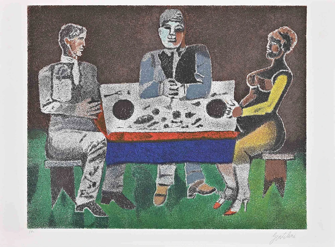 Franco Gentilini, The Dinner, Lithograph 1960s-1970s 1