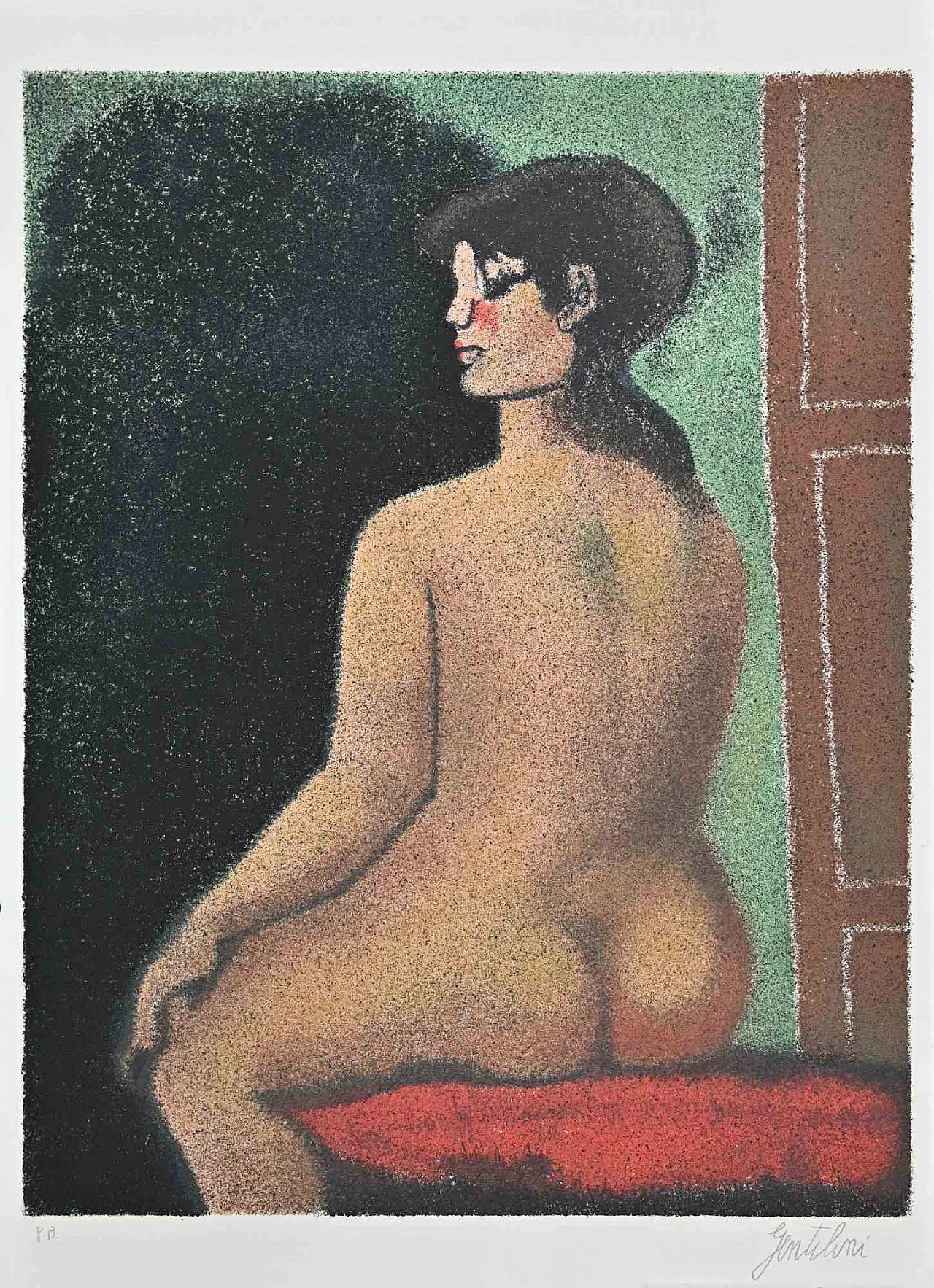Franco Gentilini, Nude from the Back, Lithograph 1960s-1970s 1