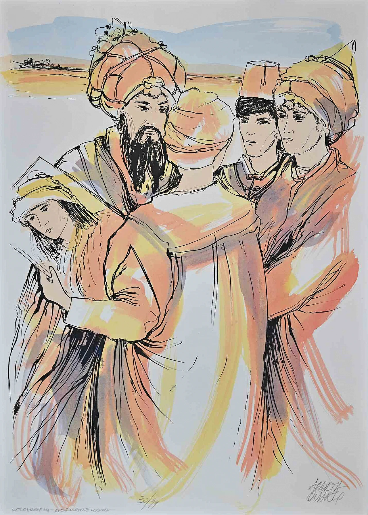 Andrea Quarto, L'incontro, Litografia 1980-1999 1