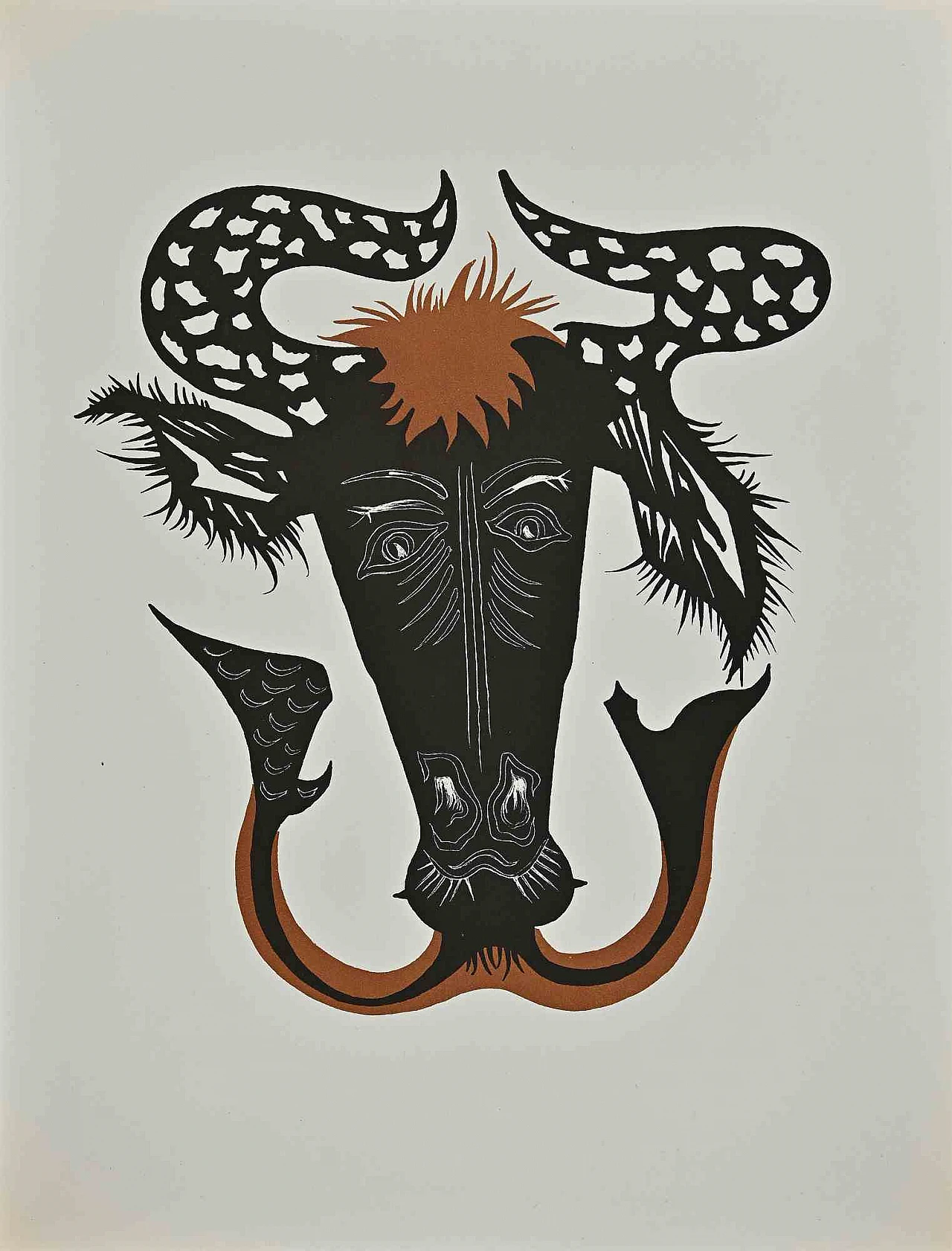 Jean Lurcat, Bull, Woodcut 1940s-1950s 1