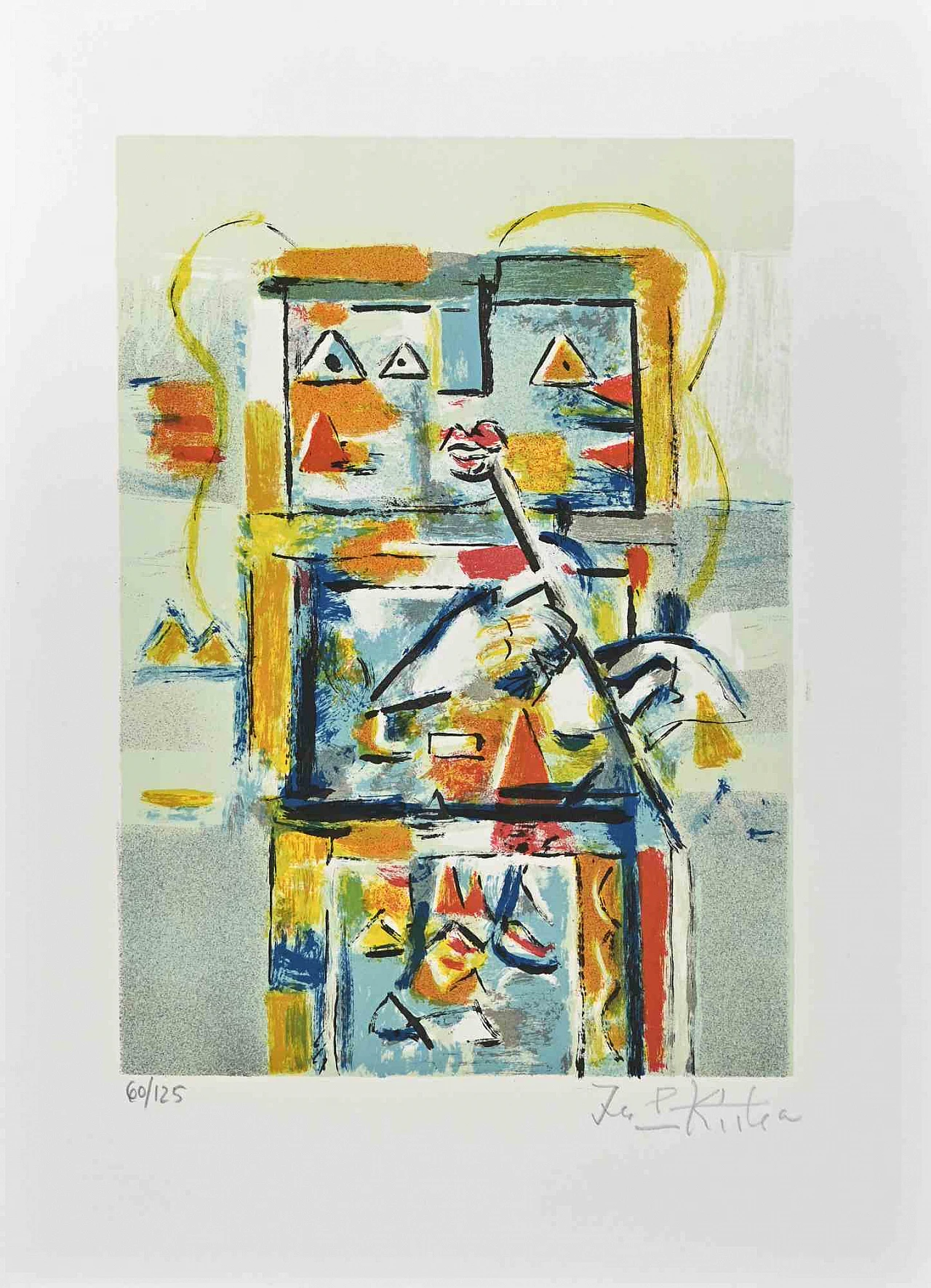 Ibrahim Kodra, Robot, Lithograph 1980s-1990s 1