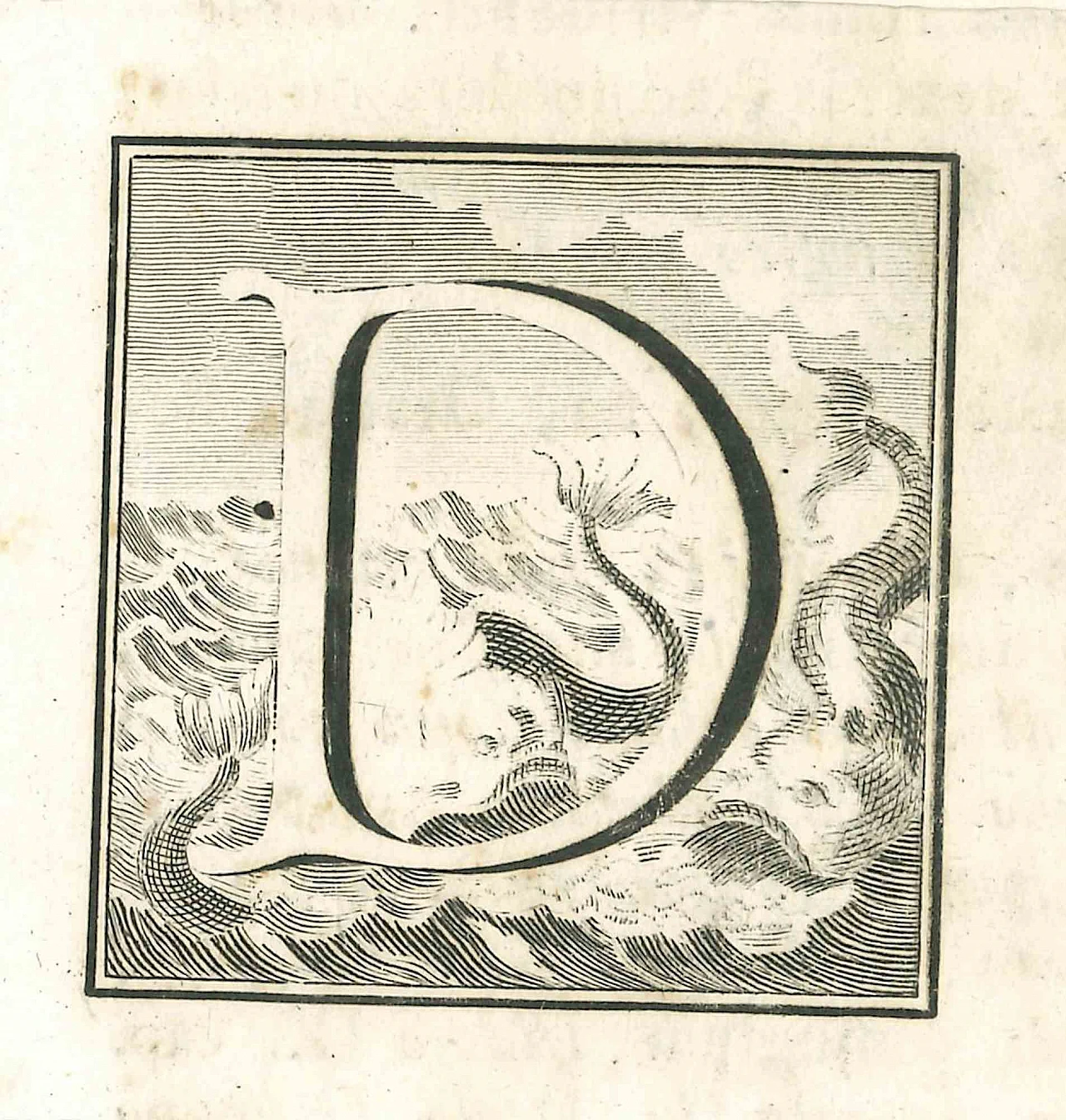 Gaspare Vanvitelli (Gaspar Van Wittel), Letter of the Alphabet D, Etching 18th century 1