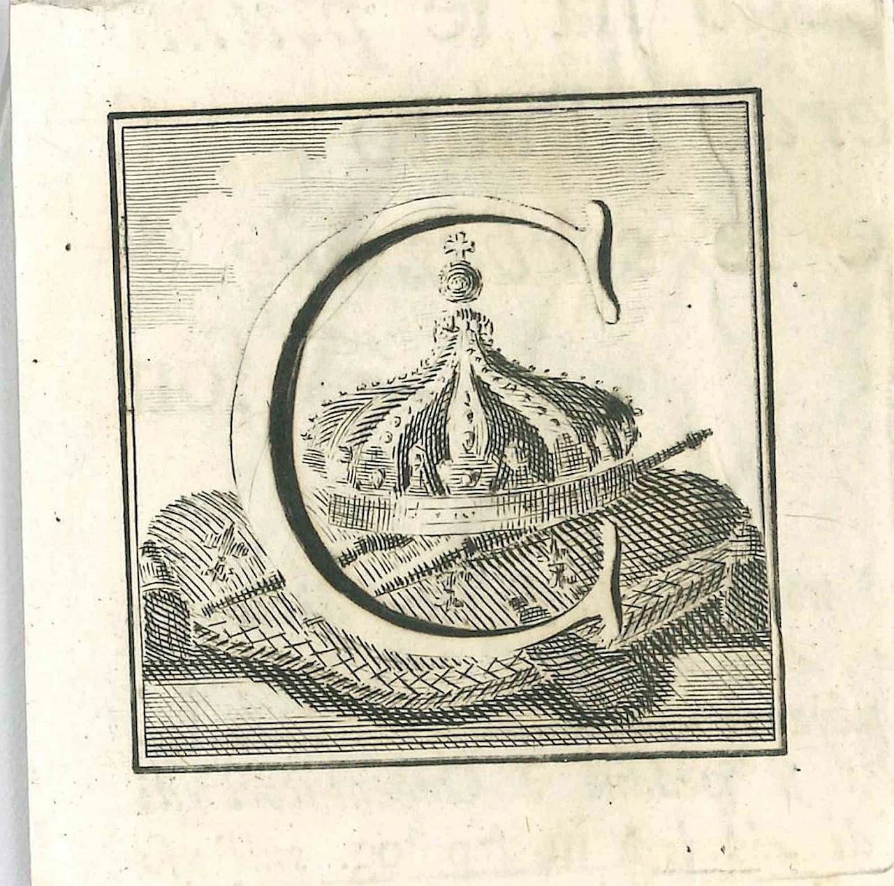 Gaspare Vanvitelli (Gaspar Van Wittel), Letter of the Alphabet C, Etching 18th century 1