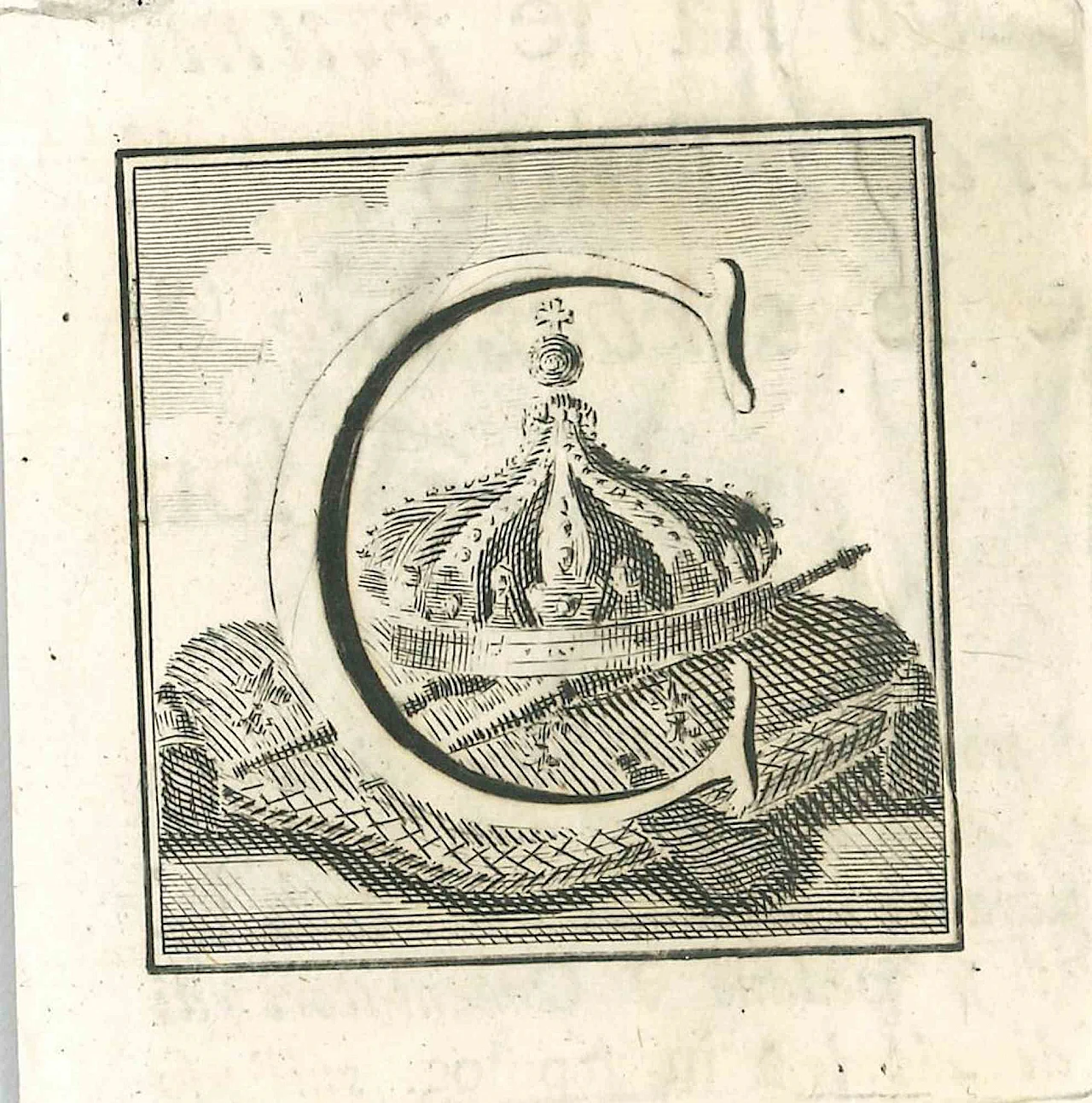 Gaspare Vanvitelli (Gaspar Van Wittel), Letter of the Alphabet C, Etching 18th century 1