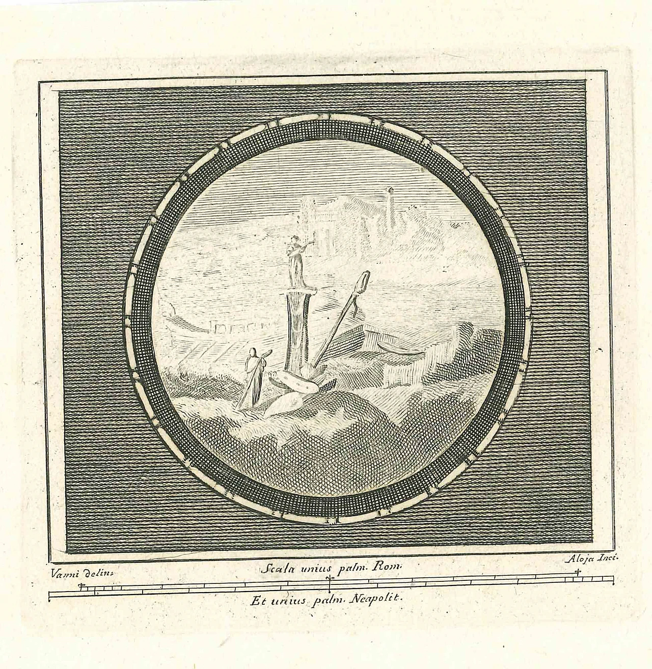 VIncenzo Aloja, Landscape, Etching 18th century 1