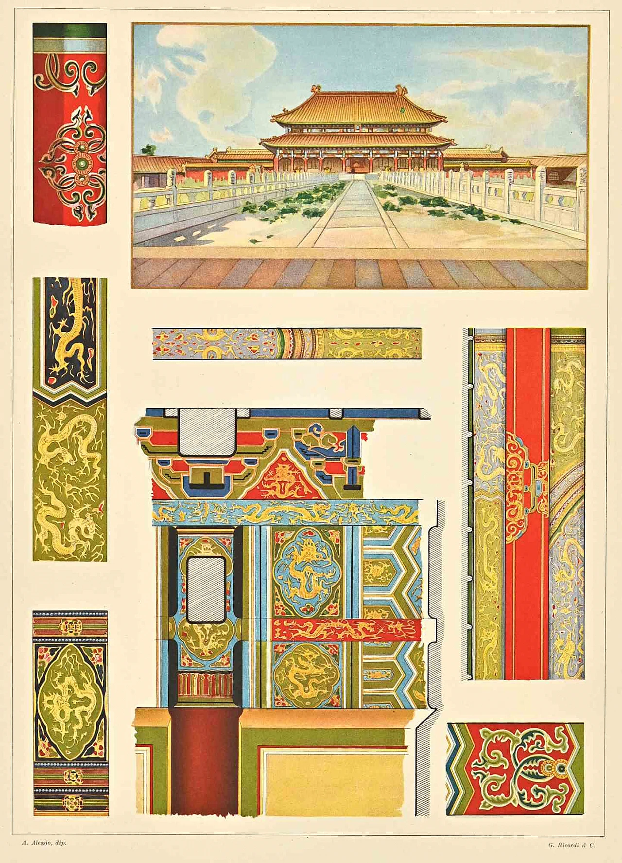 Andrea Alessio, Decorative Motifs - Chinese  Styles, Lithograph 19th century 1