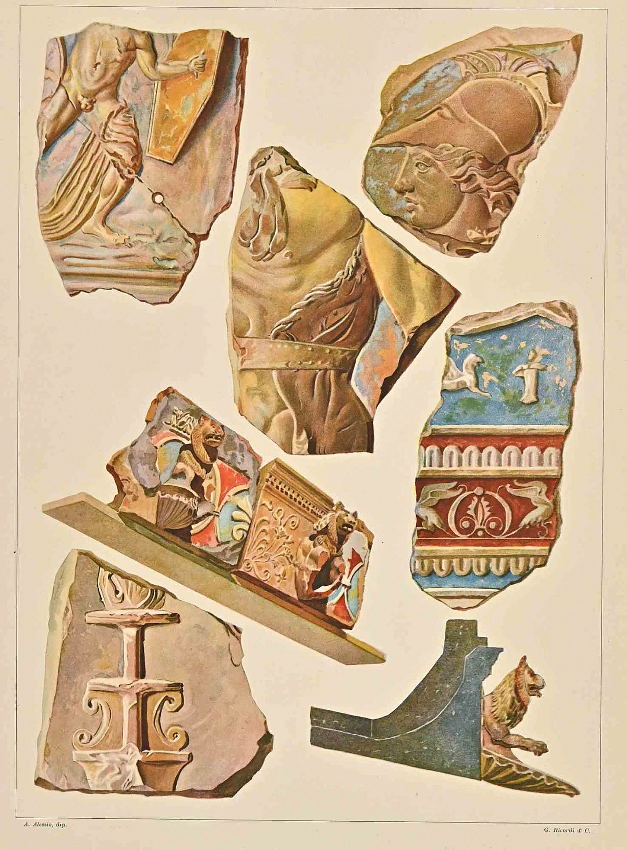 Andrea Alessio, Decorative Motifs - Roman  Styles, Lithograph 19th century 1