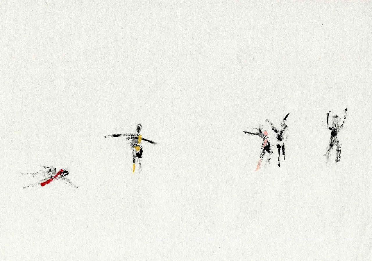 Parimah Avani, Red, Yellow, Pink Roses of Revolution, Drawing-Ink Acrylic 2000s 1