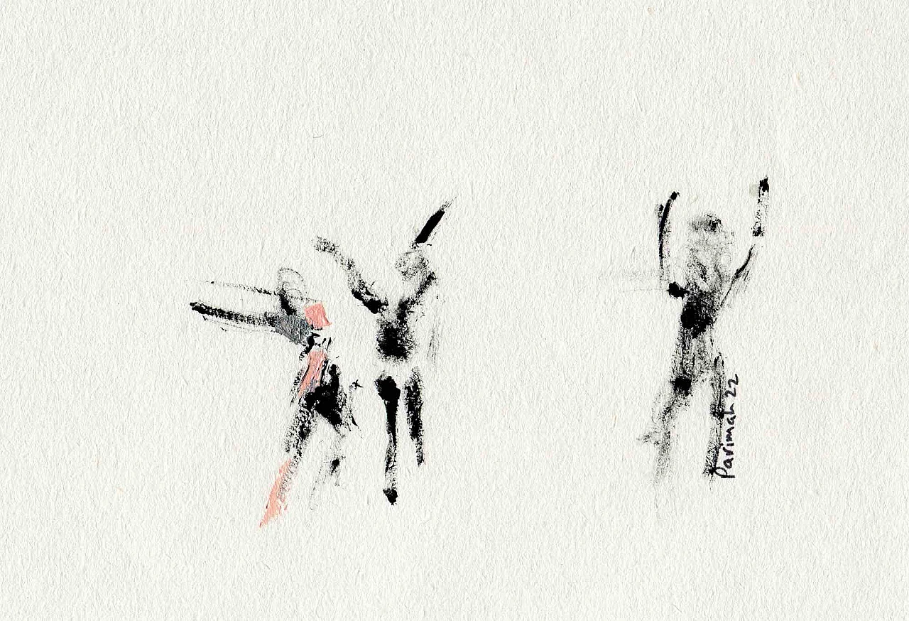 Parimah Avani, Red, Yellow, Pink Roses of Revolution, Drawing-Ink Acrylic 2000s 2